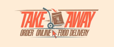 Téléchargez les illustrations : Take away and delivery vector banner template for food delivery - en licence libre de droit