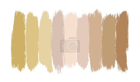 Téléchargez les illustrations : Set of beige brush strokes, vector elements and hand drawn beige strokes isolated, foundation or BB cream strokes imitation - en licence libre de droit