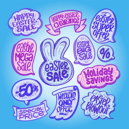 Illustration for Easter sale and Easter savings graphic symbols set, vector holiday offer collection - Royalty Free Image