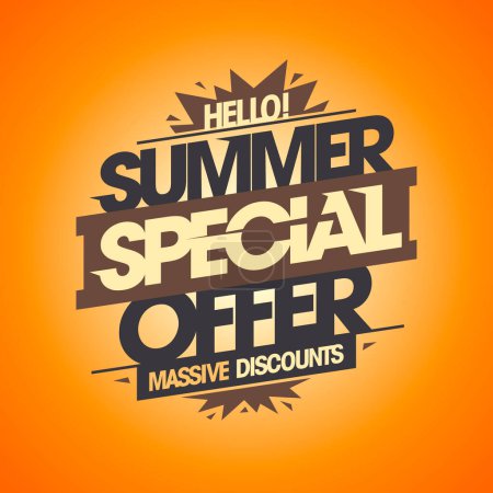 Ilustración de Oferta especial de verano, descuentos masivos, banner web vector de venta de verano o maqueta cartel - Imagen libre de derechos