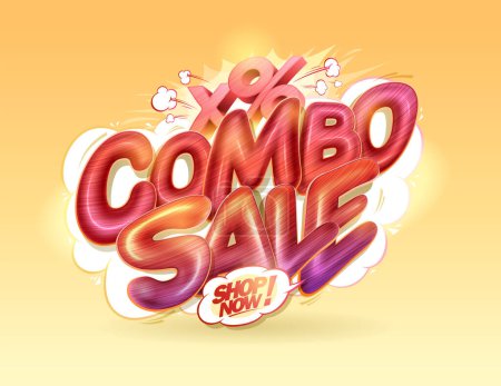 Combo sale flyer vector template with glossy lettering