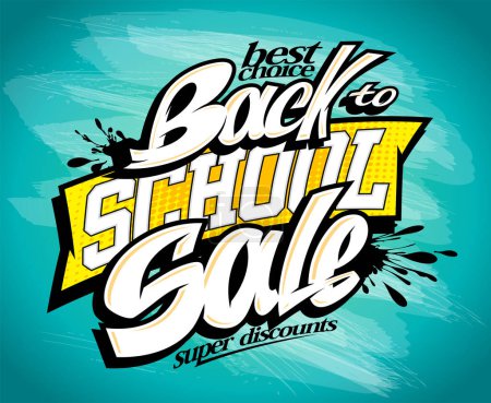 Illustration for Back to school sale advertising banner mockup, school sale graffiti style poster - Royalty Free Image