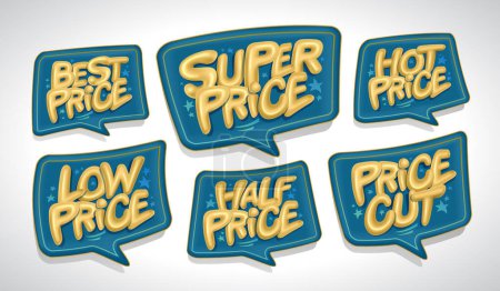 Illustration for Best price, super price, low price, etc. - advertising sale speech bubble vector symbols set - Royalty Free Image