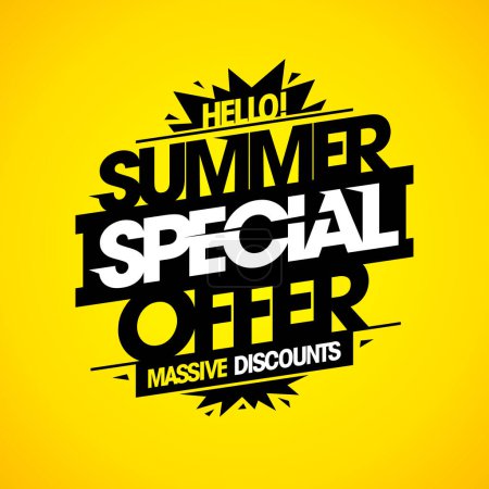 Ilustración de Oferta especial de verano descuentos masivos, venta de verano vector web banner plantilla - Imagen libre de derechos