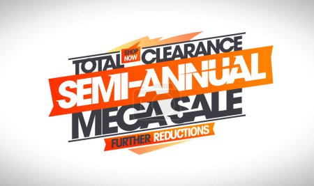 Illustration for Semi-annual mega sale total clearance, further reductions vector web banner design template - Royalty Free Image