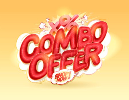 Ilustración de Combo oferta web banner vector maqueta con letras rojas de estilo 3D - Imagen libre de derechos