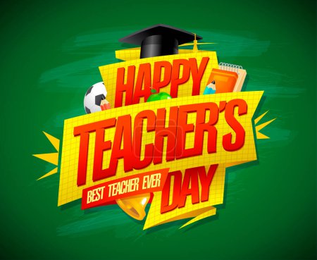 Photo for Happy Teacher's day card, best teacher ever poster concept - Royalty Free Image