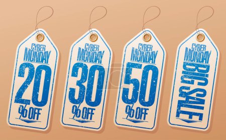 Illustration for Syber Monday sale labels set - 20 percents off, 30 percents off, 50 percents off, big sale - Royalty Free Image