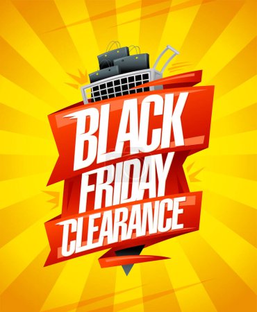 Illustration for Black Friday clearance, sale vector poster design template - Royalty Free Image