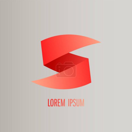 Illustration for Letter S logotype template, 3D style red ribbon S lettering design - Royalty Free Image