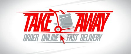 Téléchargez les illustrations : Modèle de bannière Web vectorielle de livraison rapide et à emporter - en licence libre de droit