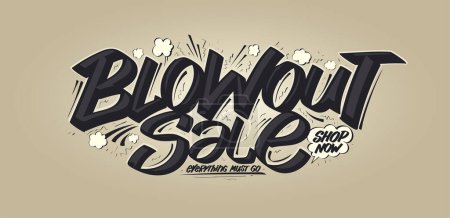 Illustration for Blowout sale vector flyer design template with hand drawn lettering - Royalty Free Image
