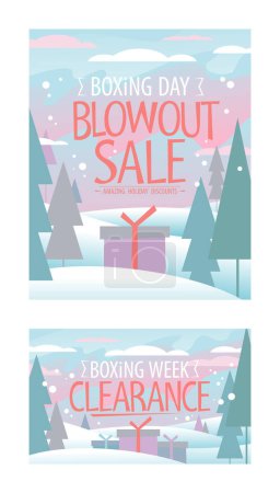 Illustration for Boxing Day blowout sale and boxing week clearance - vector web banners set - Royalty Free Image