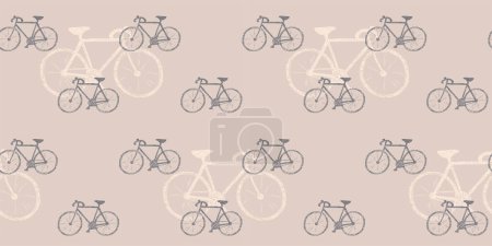 Illustration for Doodle style vector seamless pattern with bicycles - Royalty Free Image