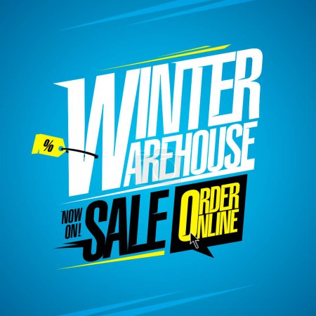 Téléchargez les illustrations : Entrepôt Winter Sale, dédouanement de fin de saison, commander en ligne - modèle de bannière de vente vectorielle - en licence libre de droit