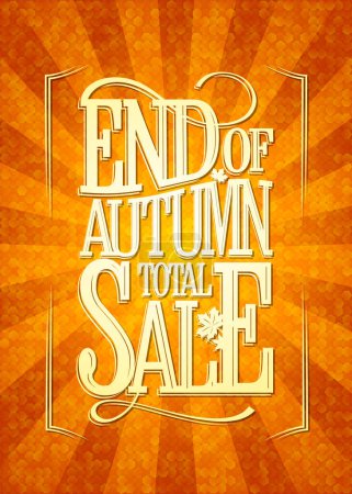 Ilustración de Concepto de diseño de póster de venta de final de otoño, bandera de estilo vintage con rayos, ilustración vectorial - Imagen libre de derechos