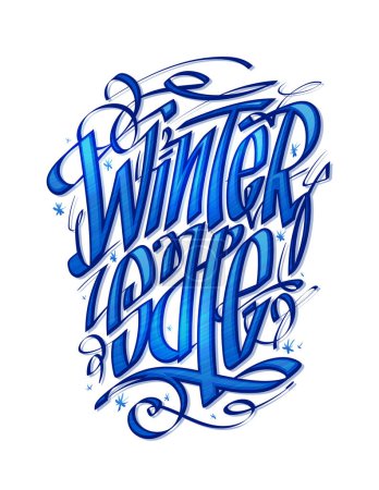 Téléchargez les photos : Bannière web vente hiver avec dessin à la main calligraphie lettrage design - en image libre de droit