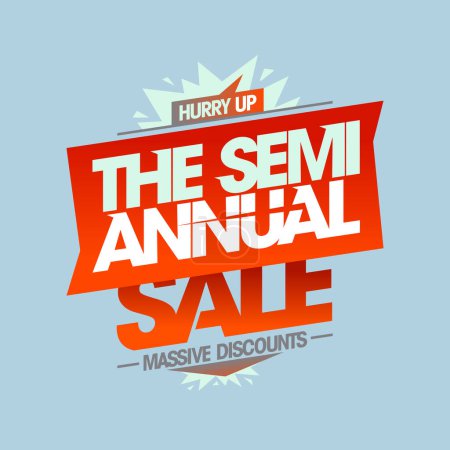 Illustration for Semi-annual sale, massive discounts, vector banner mockup - Royalty Free Image