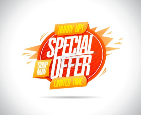Illustration for Special offer, limited time, hurry up to shop now - vector web banner template - Royalty Free Image