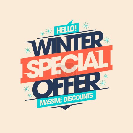 Illustration for Hello winter, winter special offer vector banner template - Royalty Free Image