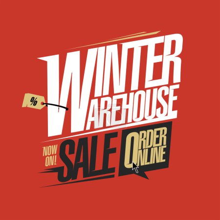 Illustration for Winter warehouse sale, end of season clearance, vector sale banner template - Royalty Free Image