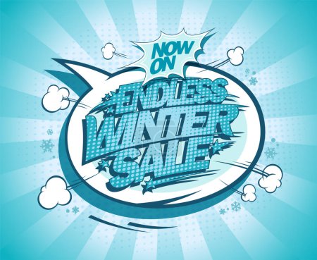 Téléchargez les illustrations : Vente d'hiver sans fin, modèle vectoriel d'affiche de publicité saisonnière - en licence libre de droit