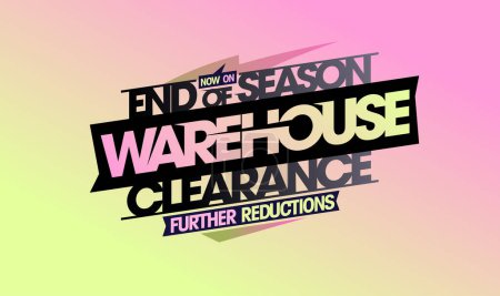 Illustration for End of season warehouse clearance, further reductions, sale web banner or flyer vector mockup - Royalty Free Image