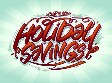 Illustration for Holiday sale advertising vector web banner or flyer template with free hand lettering - Royalty Free Image