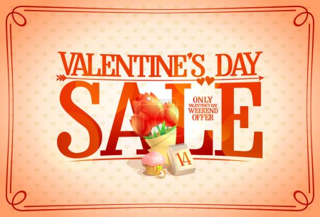 Illustration for Valentine's day sale holiday banner design template with tulip flowers - Royalty Free Image