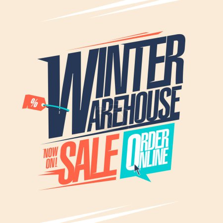 Téléchargez les illustrations : Modèle de bannière web vectoriel de vente d'entrepôt d'hiver - en licence libre de droit