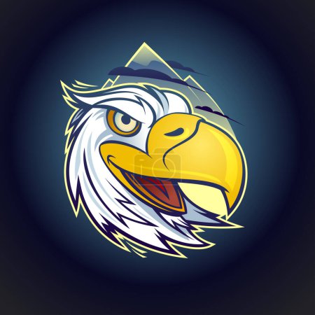 Illustration for White eagle portrait vector logo design, infographic pictogram, tee print - Royalty Free Image
