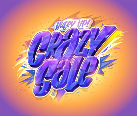 Illustration for Crazy sale vector poster mockup with 3D style letters - Royalty Free Image