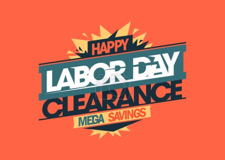 Labor day mega savings clearance sale vector banner template