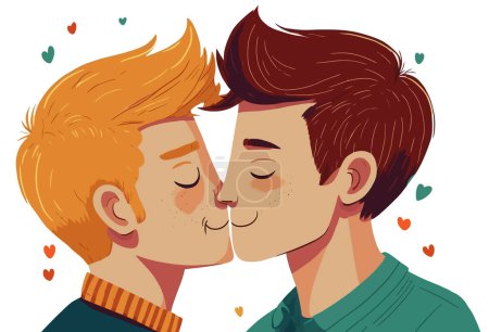 Photo for Two gay men kissing. LGBTQ manifesto. Respect, tolerance, equality. - Royalty Free Image