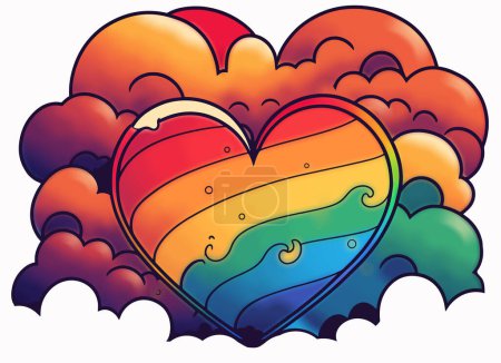 Téléchargez les photos : Heart in the colors of the LGBTQ rainbow flag. Symbol of equality, love, tolerance. - en image libre de droit
