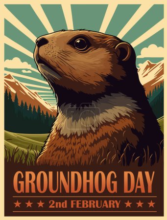 Foto de Groundhog day. Poster or print for a magnet, cover and other t-shirts. - Imagen libre de derechos