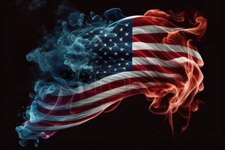 Photo for The smoking wavy flag of the United States. - Royalty Free Image