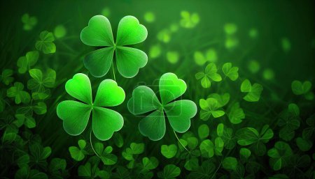 Foto de Día de San Patricio fondo verde abstracto decorado con hojas de trébol. Patrick Day fiesta de pub. - Imagen libre de derechos