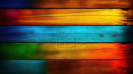 Foto de Fondo de madera de color vibrante, pared de madera colorida del arco iris. - Imagen libre de derechos