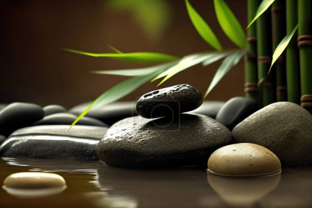 Photo for Spa background with stones and bamboo. - Royalty Free Image