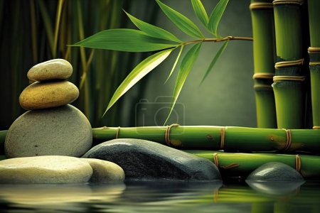 Téléchargez les photos : Fond de spa avec pierres et bambou. - en image libre de droit