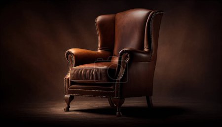 Photo for Old brown classic leather armchair - Royalty Free Image