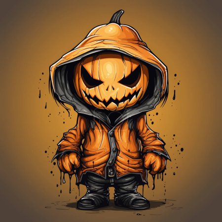Foto de Personaje aterrador con cabeza de linterna jack o. ilustración de Halloween - Imagen libre de derechos