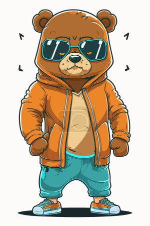 Photo for A drawn cool, rebellious young bear. - Royalty Free Image