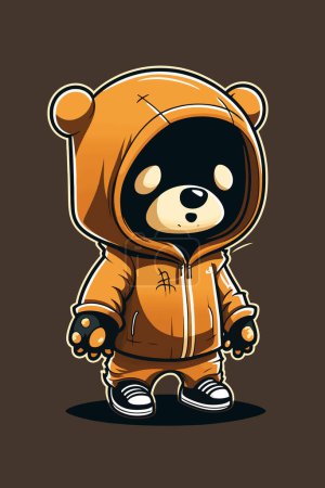 Photo for A drawn cool, rebellious young bear. - Royalty Free Image