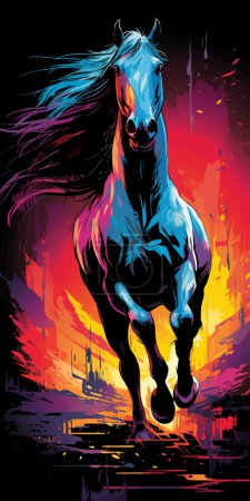 Foto de Un caballo corriendo en una versión abstracta del arte pop - Imagen libre de derechos