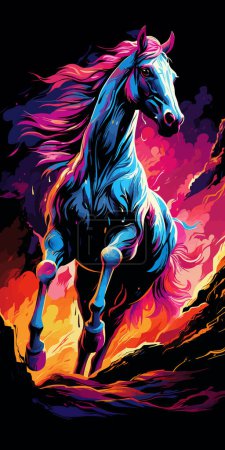 Foto de Un caballo corriendo en una versión abstracta del arte pop - Imagen libre de derechos