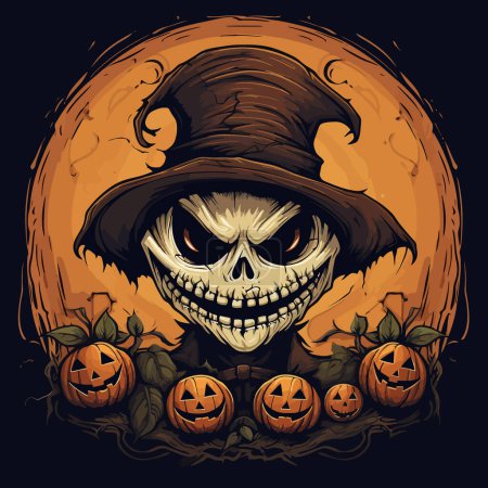Photo for Scary character with jack o lantern head. Halloween illustration - Royalty Free Image