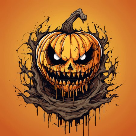 Photo for Scary jack o lantern. Halloween illustration - Royalty Free Image