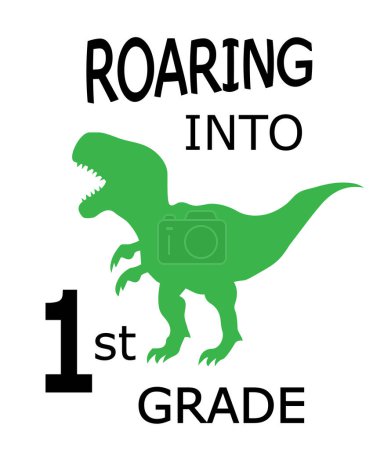 Illustration for Vector illustration of a roaring t-rex first grade - Royalty Free Image